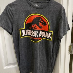 Target Jurassic Park t-shirt, size S, printed, gently used, gray & red